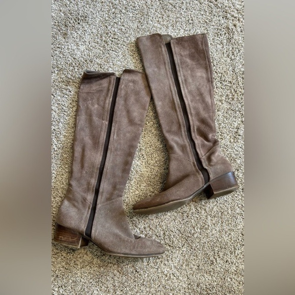 Steve Madden Boho Hippie Festival Taupe Suede Tall Boots SZ 8.5B